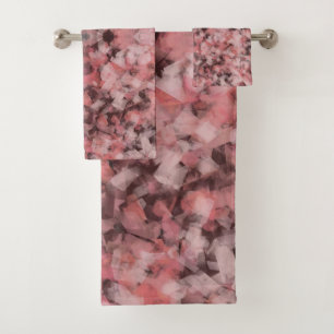Conjunto De Toalhas Preto Cinza Rosa Branco Geométrico Abstrato Modern