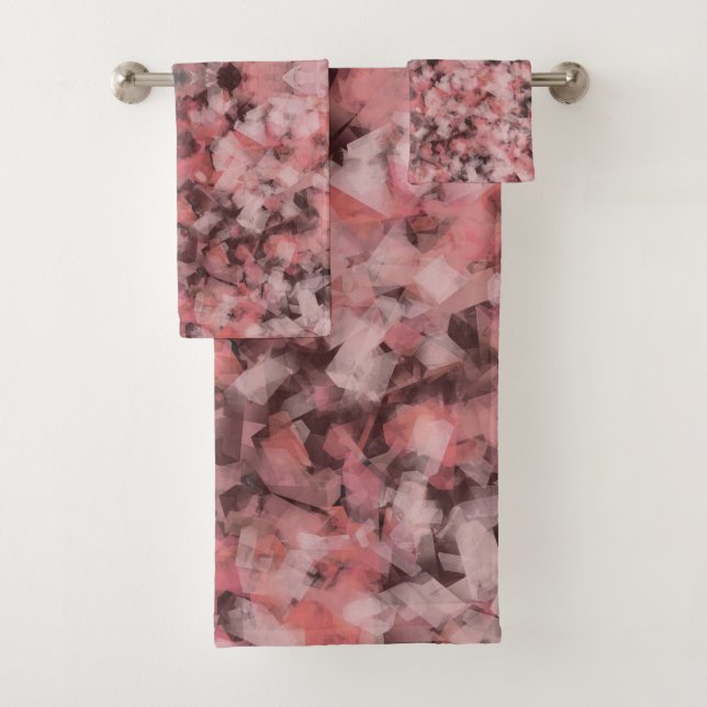 Conjunto De Toalhas Preto Cinza Rosa Branco Geométrico Abstrato Modern (Insitu)