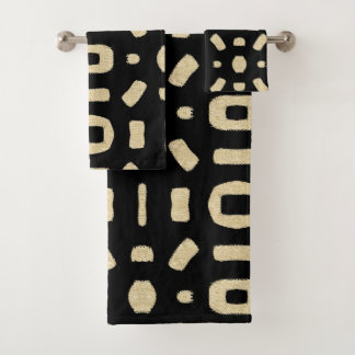 Conjunto De Toalhas Preto como o tecido da lama do Kuba Kente Africano