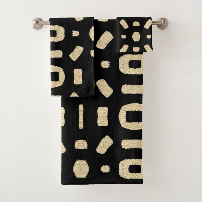 Conjunto De Toalhas Preto como o tecido da lama do Kuba Kente Africano (Insitu)