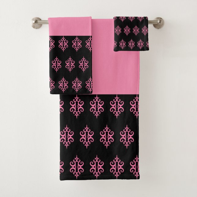 Conjunto de toalhas preto cor-de-rosa (Insitu)