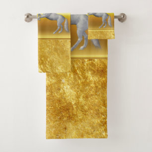 Conjunto De Toalhas Preto e branco Cavalo que luta