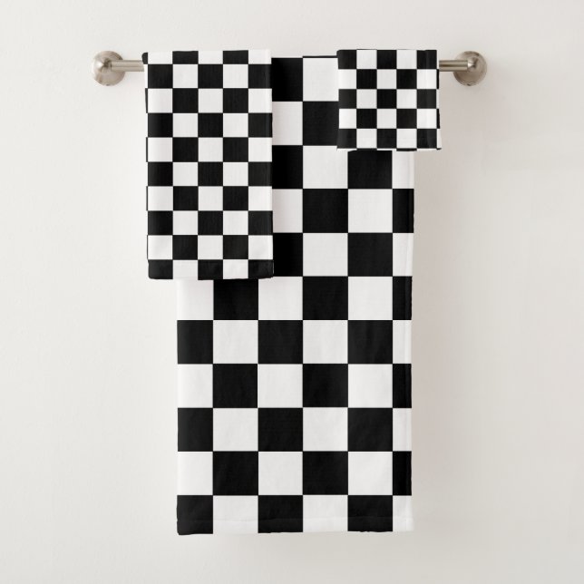 Conjunto De Toalhas Preto e branco Checkered (Insitu)