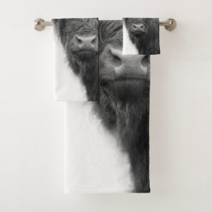 Conjunto De Toalhas Preto e Branco da Vaca Highland #4