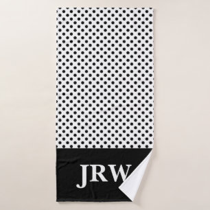 Conjunto de toalhas preto e branco de monograma pe