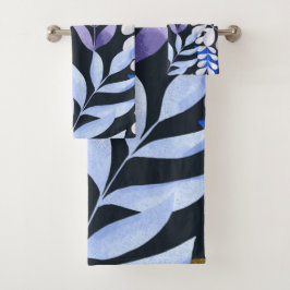 Conjunto de toalhas preto e branco geométrico mode