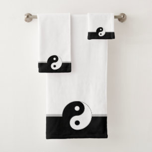 Conjunto De Toalhas Preto e Branco Yin Yang Personalizado