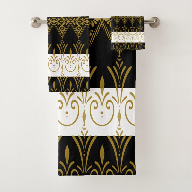 Conjunto De Toalhas Preto e Dourado (Insitu)