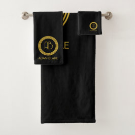 Conjunto De Toalhas Preto e Dourado moderno e mínimo