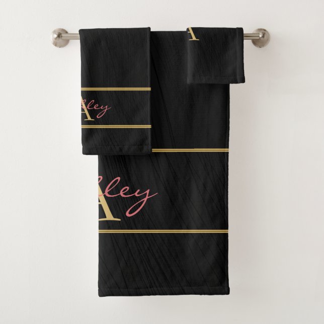 Conjunto De Toalhas Preto e Ouro (Insitu)
