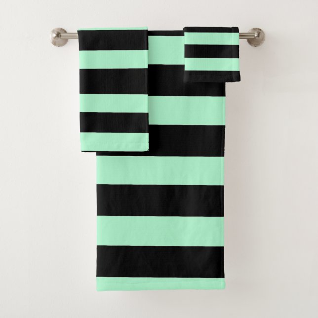 Conjunto De Toalhas Preto e Verde Menta (Insitu)