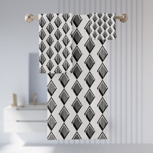 Conjunto De Toalhas Preto Harlequin Padrão Moderno Elegância