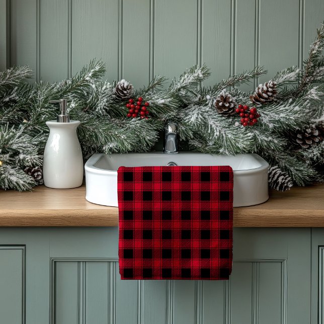Conjunto de Toalhas Preto Vermelho Clássico Presen (Red Black Towel Set Classic Gift for New Beginnings)