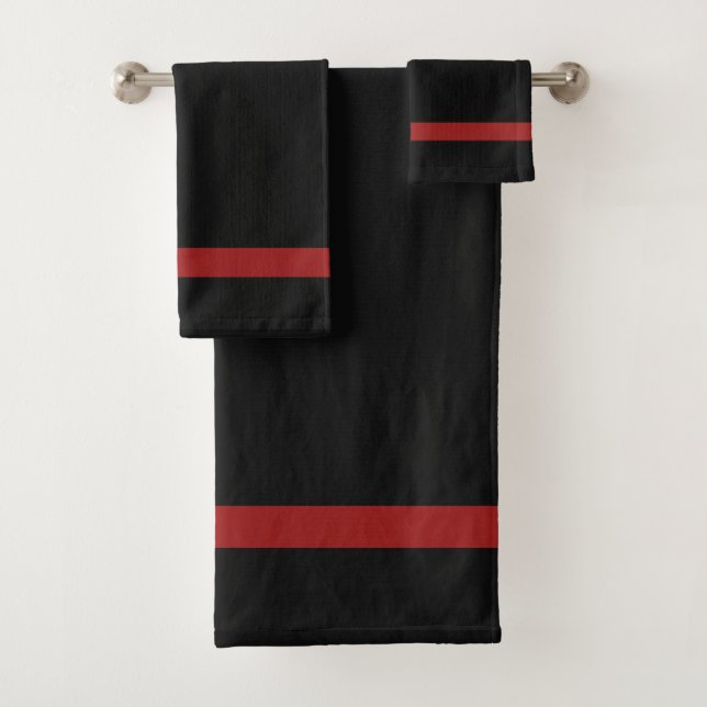 Conjunto De Toalhas Preto + Vermelho Escuro (Insitu)