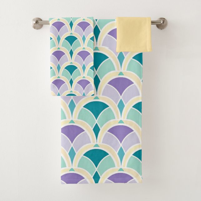 Conjunto De Toalhas Pretty Fan Style Art Deco Towel Set (Insitu)