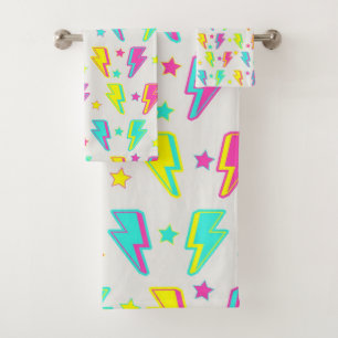 Conjunto De Toalhas Primavera de luz neon colorido e vibrante