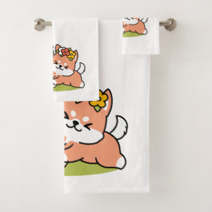 Conjunto De Toalhas Primavera dentro da cutena - Ilustração Adorável d