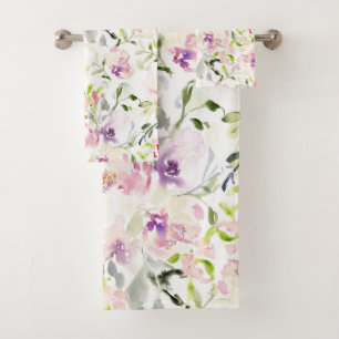 Conjunto De Toalhas Primavera floral expressivo de aquarelas