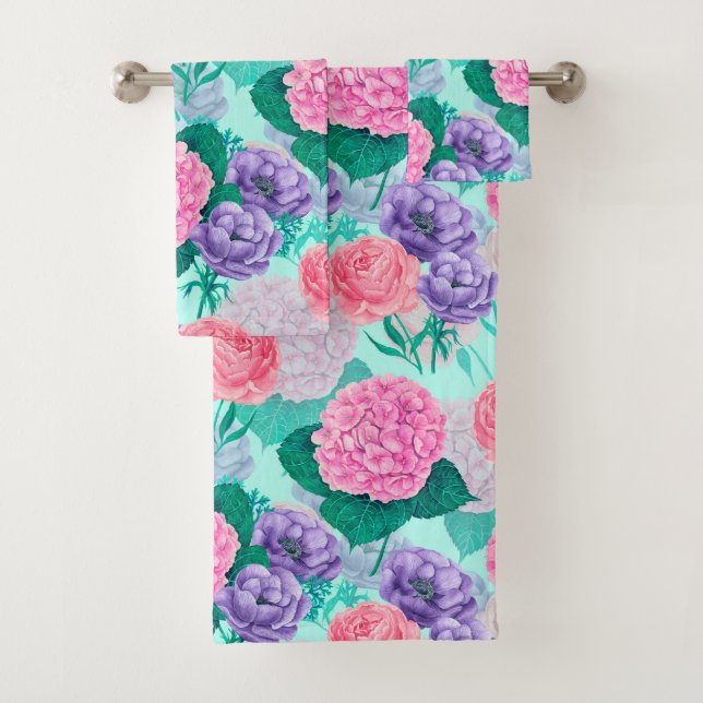 Conjunto De Toalhas Primavera jardim aquarela 2 (Insitu)