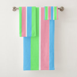 Conjunto De Toalhas Primavera Pastel Stripes