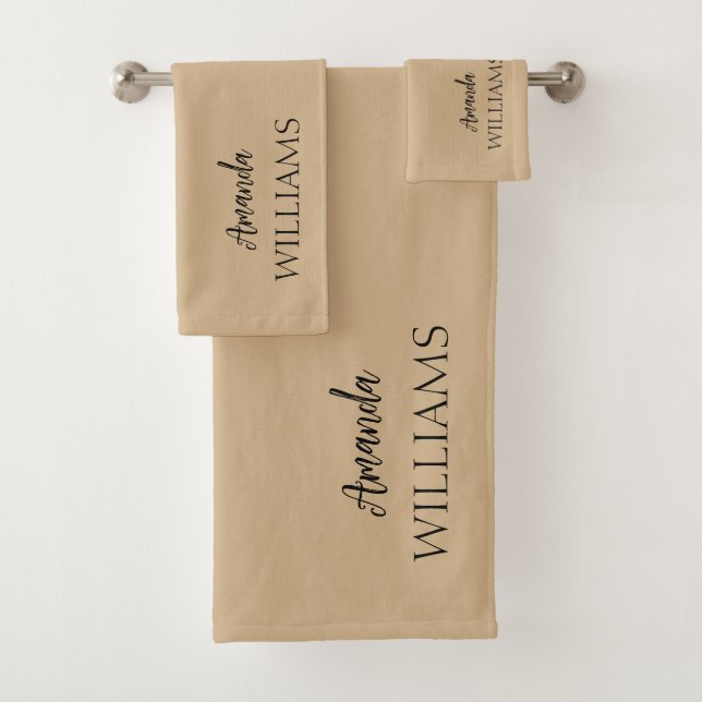 Conjunto De Toalhas Primeiro Sobrenome Elegante de Trendação Negra | T (Insitu)