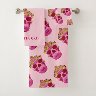 Conjunto De Toalhas Princesa cor-de-rosa Crânio Esqueleto