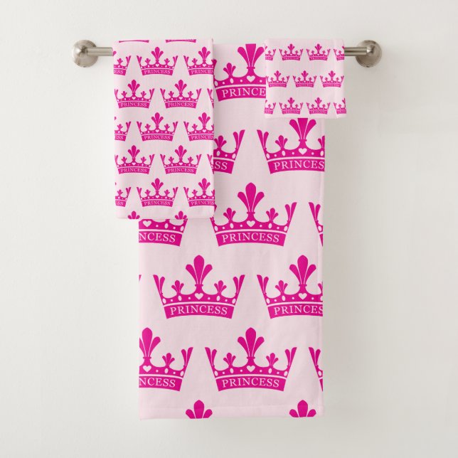 Conjunto De Toalhas Princesa Rosa Coroa (Insitu)