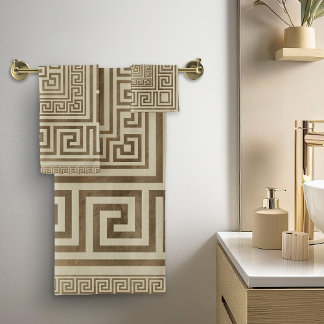 Conjunto De Toalhas Principal Ornamento Grego - Meander Grego - Pastel
