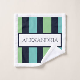 Conjunto De Toalhas Profissional Nomeada Clássica Verde Salvia, Azul M