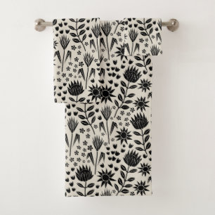 Conjunto De Toalhas Protea Floral Block Impressão Millefleur