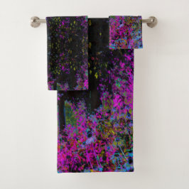 Conjunto De Toalhas Psicodélico, Rosa Quente e Jardim Negro