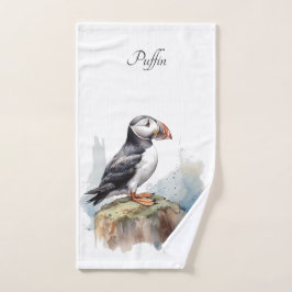 Conjunto De Toalhas Puffin em Rock Watercolor, personalizado