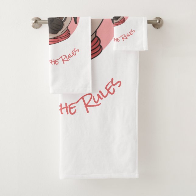 Conjunto De Toalhas Pug Rosa Quebrando as Regras (Insitu)