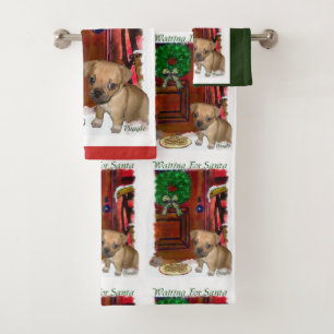 Conjunto De Toalhas Puggle Puppy Natal