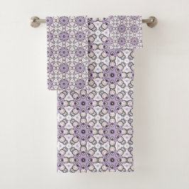 Conjunto De Toalhas Purple and black geometric pattern Towel