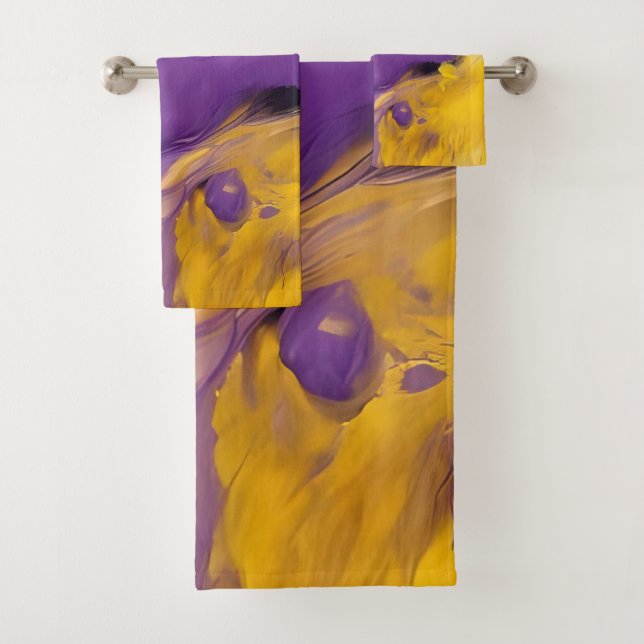 Conjunto De Toalhas Purple and Gold Abstract (Insitu)