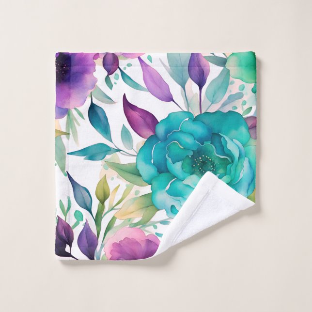 Conjunto De Toalhas Purple Blue Rose flowers  (Pano de lavar)