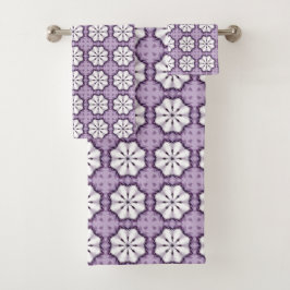 Conjunto De Toalhas Purple colour geometric mandala pattern Towel