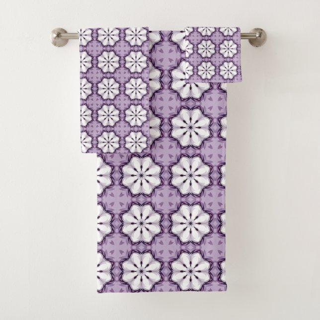 Conjunto De Toalhas Purple colour geometric mandala pattern Towel (Insitu)