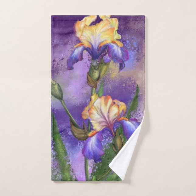 Conjunto De Toalhas Purple Iris Flower Bath Towel Set - Painting (Toalha de mão)