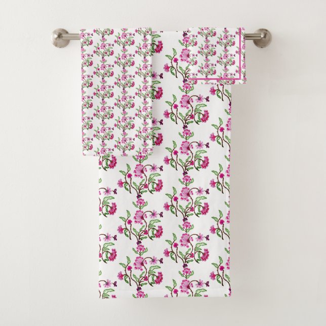 Conjunto De Toalhas Púrpura Bordada - Padrão da Flor (Insitu)