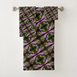 Conjunto De Toalhas Púrpura Clematis Flowers Abstrato Patterno