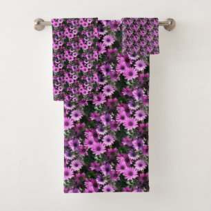 Conjunto De Toalhas Púrpura Margarida Africana Flores Natureza Padrão