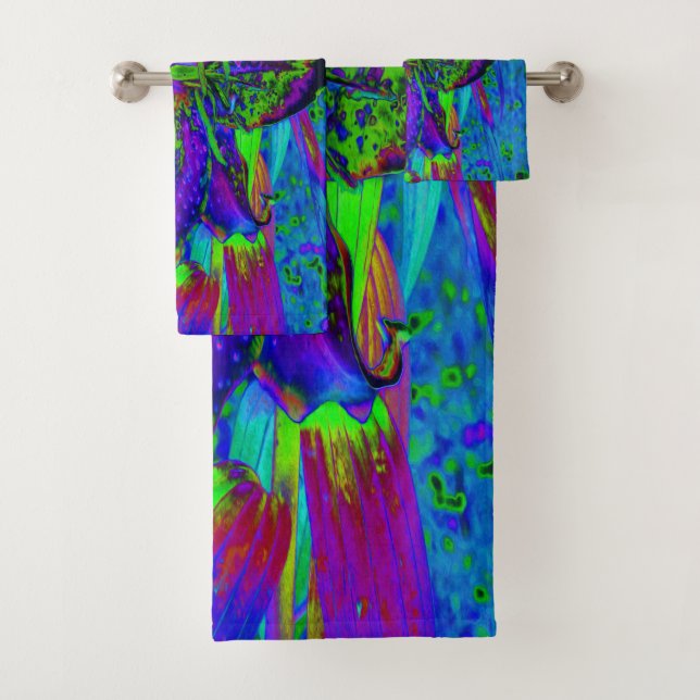 Conjunto De Toalhas Púrpura Psicodélica e Verde limão Flor (Insitu)