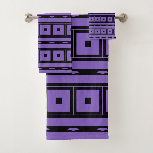 Conjunto De Toalhas Púrpura quadrados e tiras (Insitu)