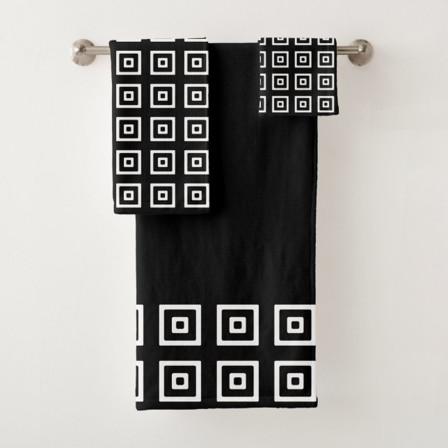 Conjunto De Toalhas Quadrados de Abstrato preto e branco modernos em p (Insitu)