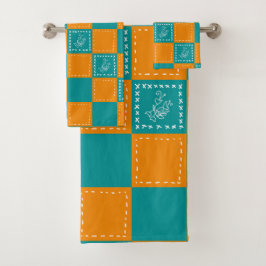 Conjunto De Toalhas Quadrados de flor de rabo mosaico