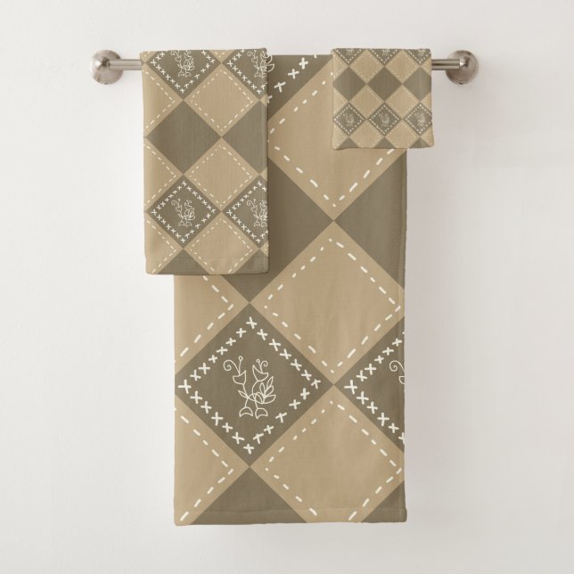 Conjunto De Toalhas Quadrados de flor de rabo mosaico (Insitu)