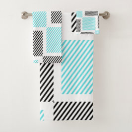 Conjunto De Toalhas Quadrados de Linha Azul Turquesa