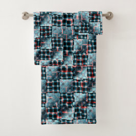 Conjunto De Toalhas Quadrados de xadrez curvos expostos ao mosaico des